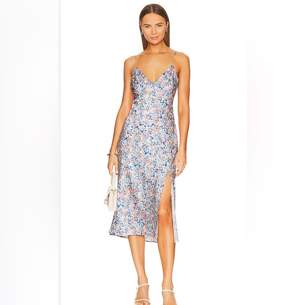 Silky floral midi with side slit
